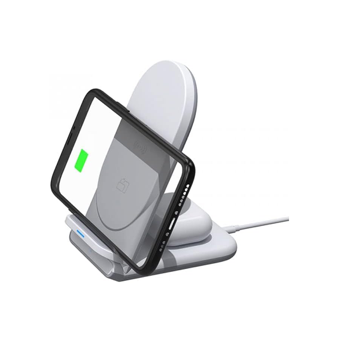 WIWU Power Air 18W 2 In 1 Wireless Charger - White in Qatar WIWU Power Air 18W 2 In 1 Wireless Charger - White in Qatar